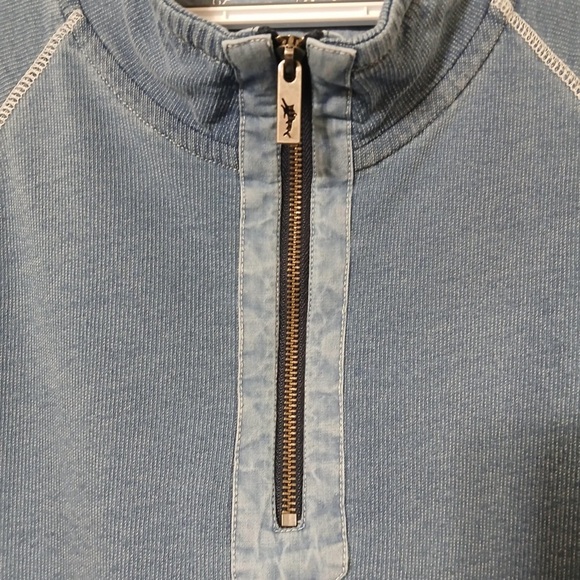 Tommy Bahama Men Quarter Zip Sweater Size XL Blue Pullover - Picture 5 of 10